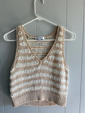 Womens P/XS Intermix Designer Knit Tank Beige Stripes